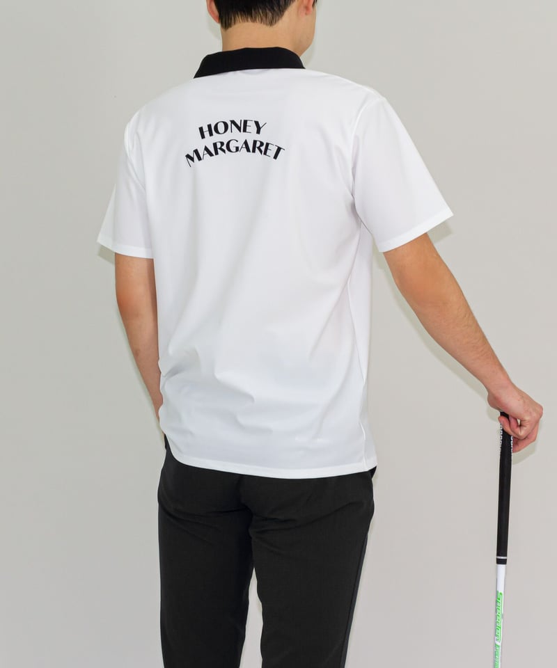 ツートンメンズ半袖ポロシャツ ホワイト | HONEY MARGARET