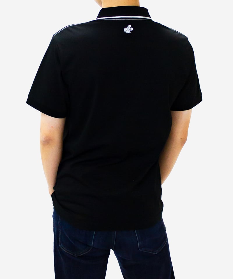 ワンポイントロゴメンズ半袖ポロ ブラック | HONEY MARGARET