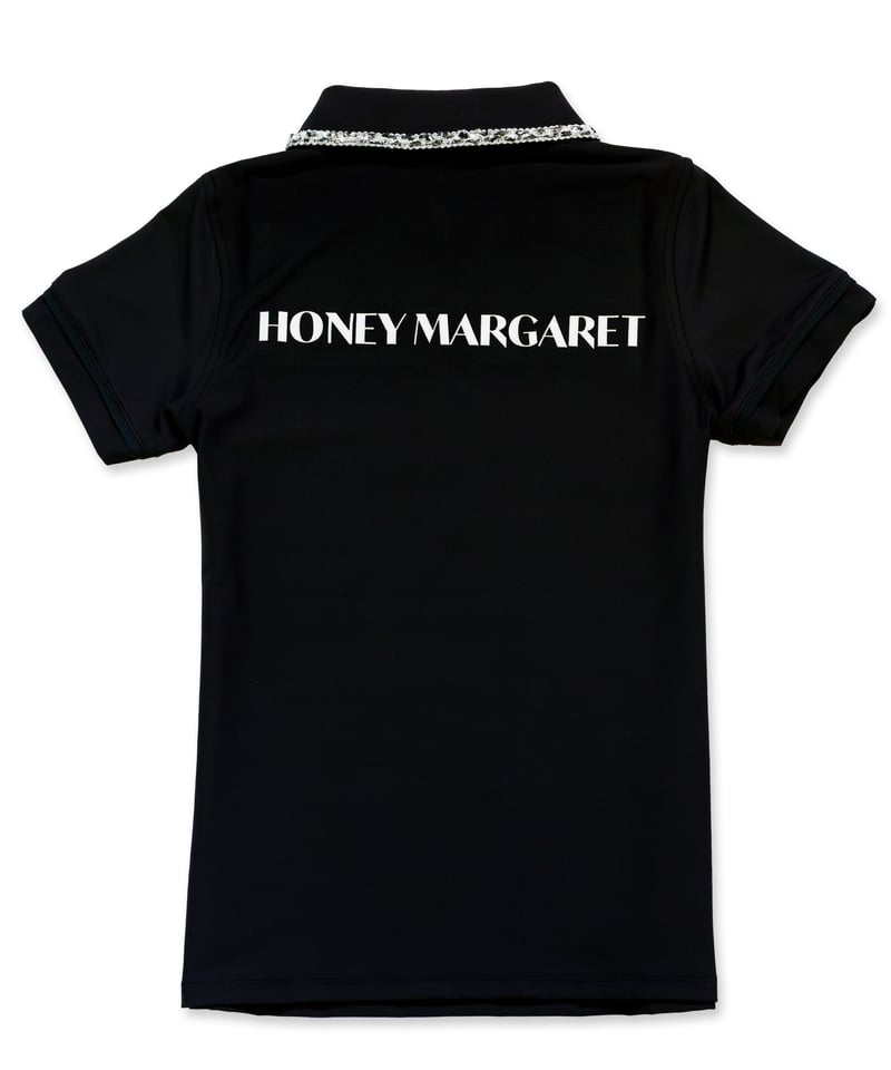 フリルテープ付きバックロゴポロシャツ ブラック | HONEY MARGARET