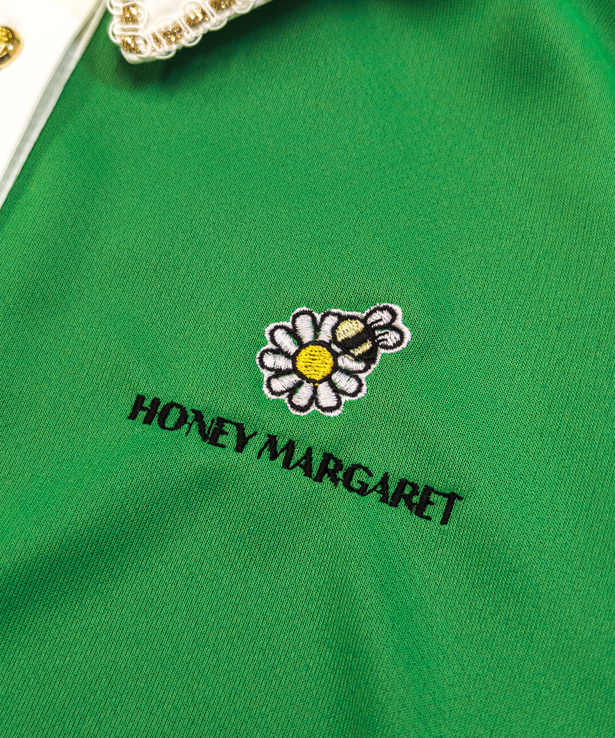 ワンポイント刺繍半袖ポロシャツ グリーン | HONEY MARGARET