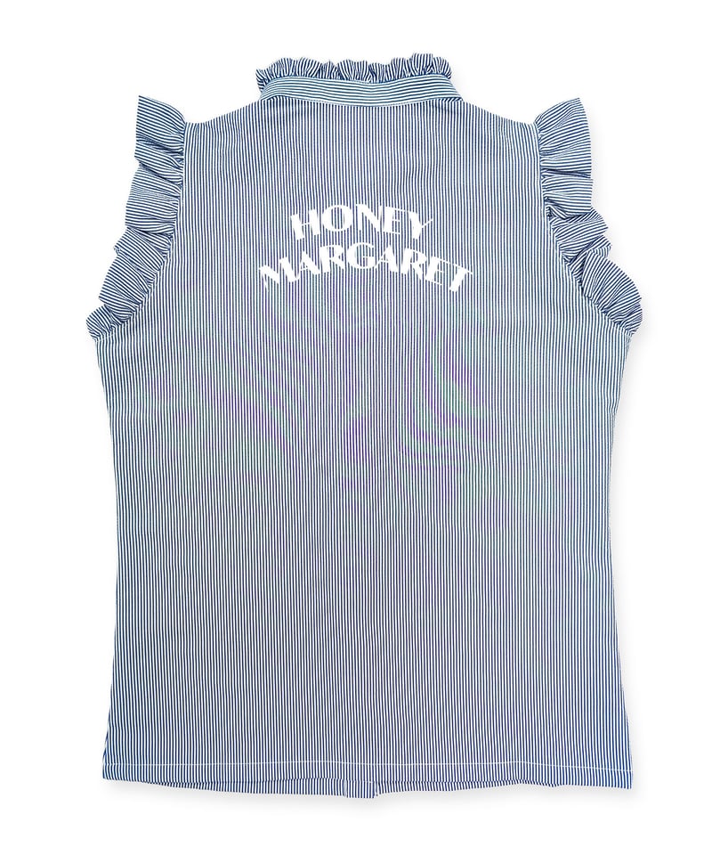 フリル袖ノースリーブシャツ ブルー | HONEY MARGARET