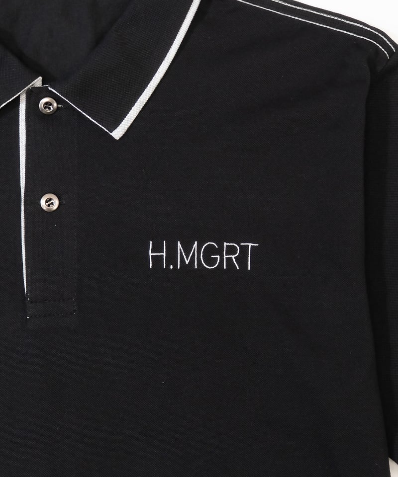 ワンポイントロゴメンズ半袖ポロ ブラック | HONEY MARGARET