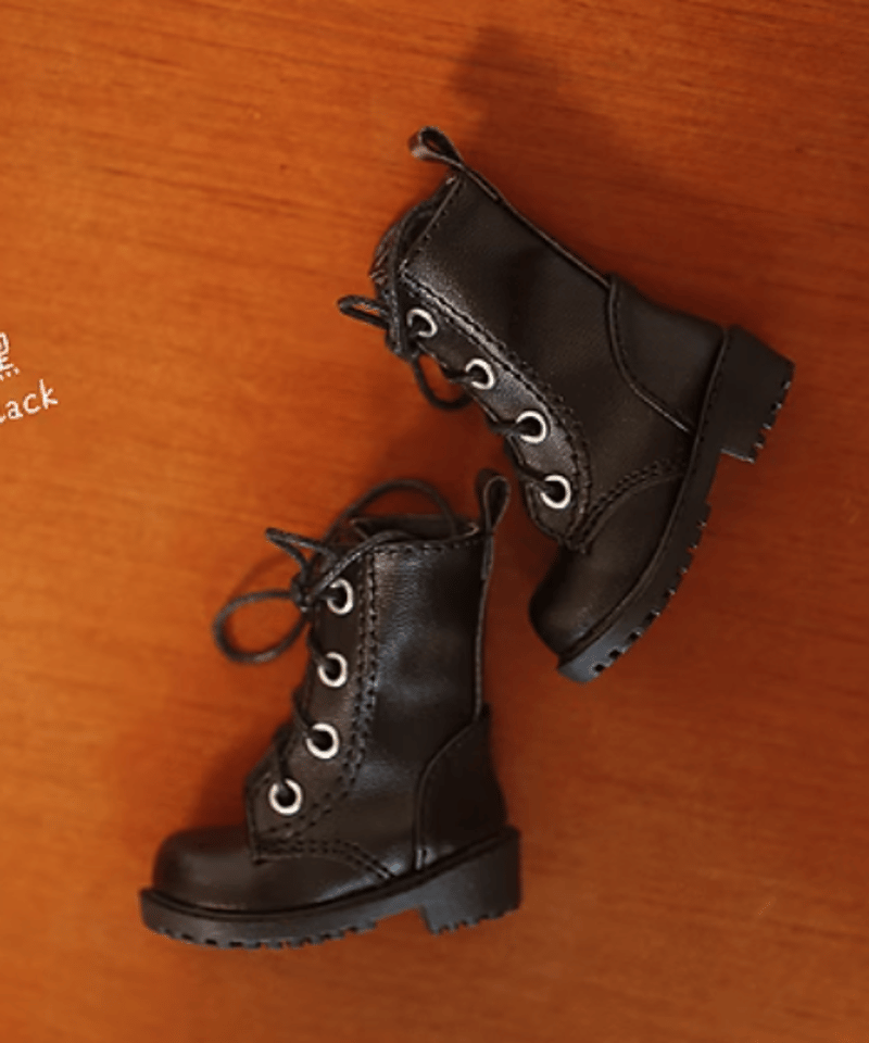 1/6スケールドール用シューズ 革靴ブーツタイプ black： ◇お届け目安