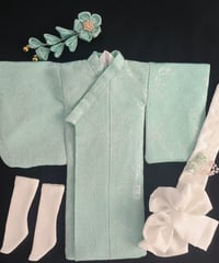 【即納】【TinyFox天使体サイズ】（ほか1/6サイズドールも対応可)和服 着物 若竹色 4点セット