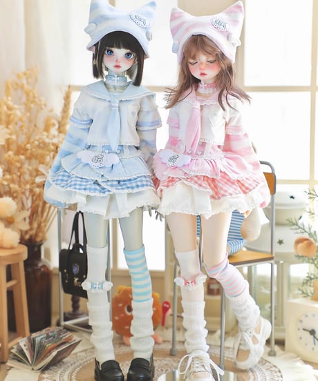 【正規代理】【受注生産】MINASKA01 ＊天使やみ＊ BJD ドール アウトフィットセット 30cm 1/6ボデイ 40cm 1/4ボデイ対応 ブルー・ピンク お届け目安：60日