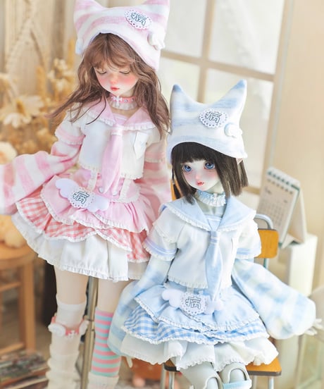 【正規代理】【受注生産】MINASKA01 ＊天使やみ＊ BJD ドール アウトフィットセット 30cm 1/6ボデイ 40cm 1/4ボデイ対応 ブルー・ピンク お届け目安：60日