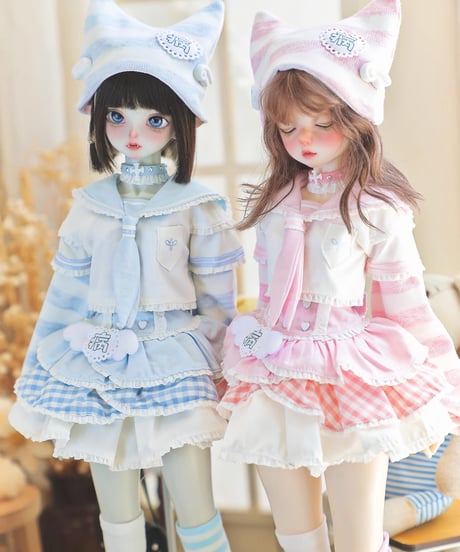 【正規代理】【受注生産】MINASKA01 ＊天使やみ＊ BJD ドール アウトフィットセット 30cm 1/6ボデイ 40cm 1/4ボデイ対応 ブルー・ピンク お届け目安：60日