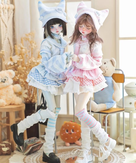 【正規代理】【受注生産】MINASKA01 ＊天使やみ＊ BJD ドール アウトフィットセット 30cm 1/6ボデイ 40cm 1/4ボデイ対応 ブルー・ピンク お届け目安：60日