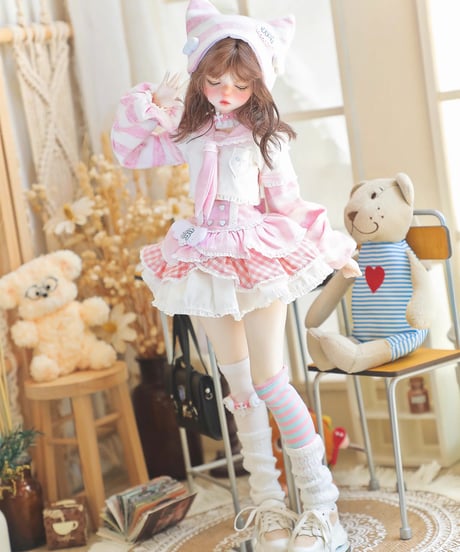 【正規代理】【受注生産】MINASKA01 ＊天使やみ＊ BJD ドール アウトフィットセット 30cm 1/6ボデイ 40cm 1/4ボデイ対応 ブルー・ピンク お届け目安：60日