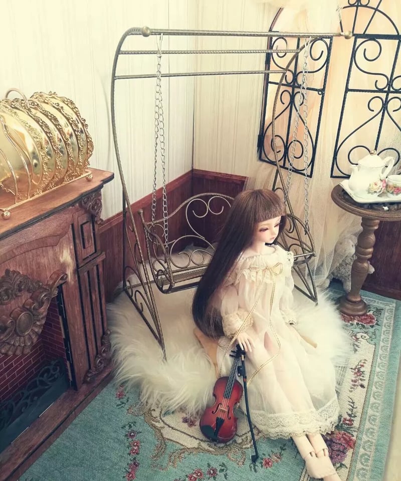 🌹【ドール用大型ブランコ】カーブ形 1/6サイズドール用 アンティーク