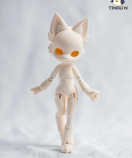 【新鋭ドールメーカー・スチール缶ペンギン（TINGUIN）】製スチール缶子猫 1/12サイズBJDけものドール ob普肌→手触り感UP！白肌ボディ,素体,パーツ　＊お届け目安二ヶ月【送料無料】