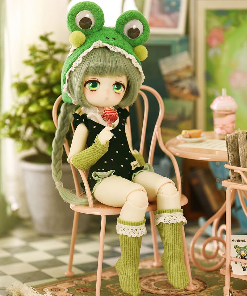 バニーキャラクター ストラップ 青と緑 人気商品】TinyFox 新生造物 小青呱（カエル） フルセット 1/6