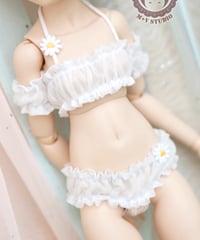 【予約】1/6サイズTinyFox天使体サイズ特注品！ Nekoya シルク下着セット白ver2 1/6サイズドール用服 ピッタせます！  ◇お届けまで約2カ月