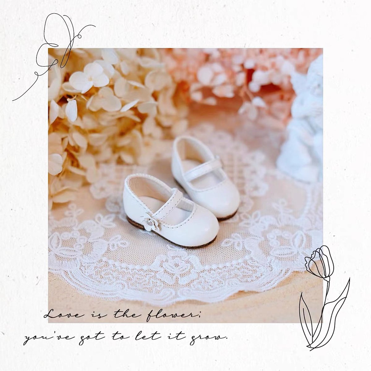 1/6スケールドール用シューズ メリージェーンシューズ 白 紫 ライト