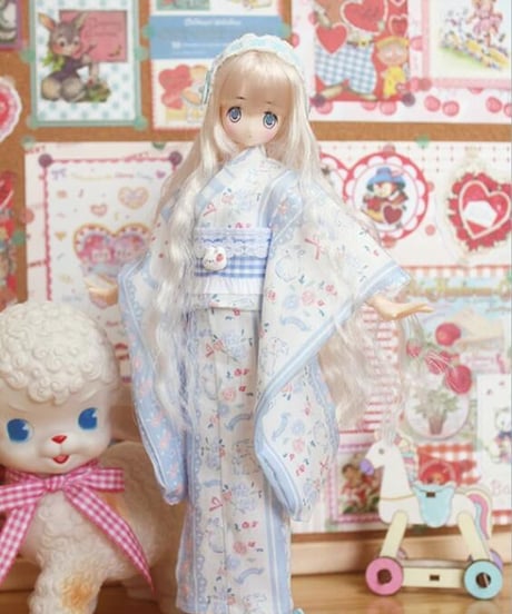 【即納】【数量限定】1/6サイズTinyFox天使体サイズ特注品！（オビツ24、アゾン1/6サイズ、yosdなども対応可） 浴衣セット・ピンク二色 1/6サイズドール用服 ！【送料無料】
