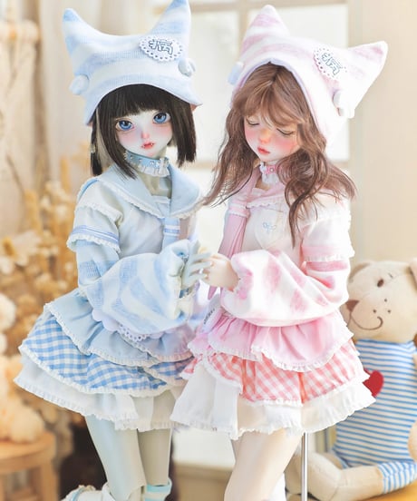 【正規代理】【受注生産】MINASKA01 ＊天使やみ＊ BJD ドール アウトフィットセット 30cm 1/6ボデイ 40cm 1/4ボデイ対応 ブルー・ピンク お届け目安：60日