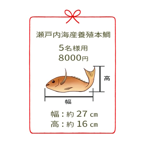 瀬戸内海産養殖鯛　　　5名様用　１尾