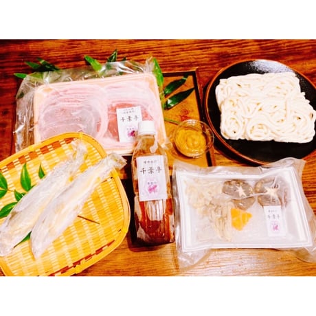ぼたん鍋（国産猪肉・特製味噌出汁）＆ぼたん味噌焼き＆鮎セット 2～3人前
