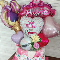 【OM-5】【送料無料】プリンセス おむつケーキ1段 タオル付き