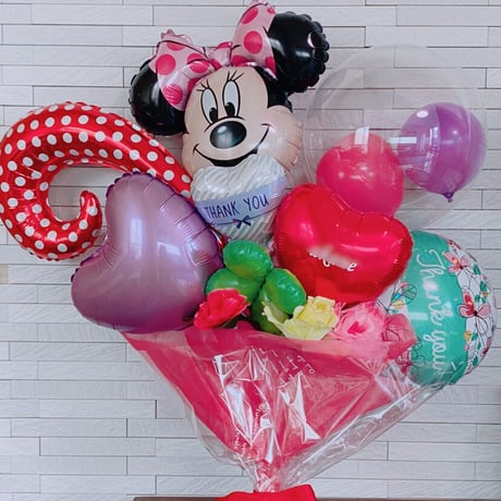 【HN-30】ミニークリアバルーン入りバルーン花束タイプ　結婚やお誕生日多目的で。ハッピーアニバーサリーのバルーン入り。
