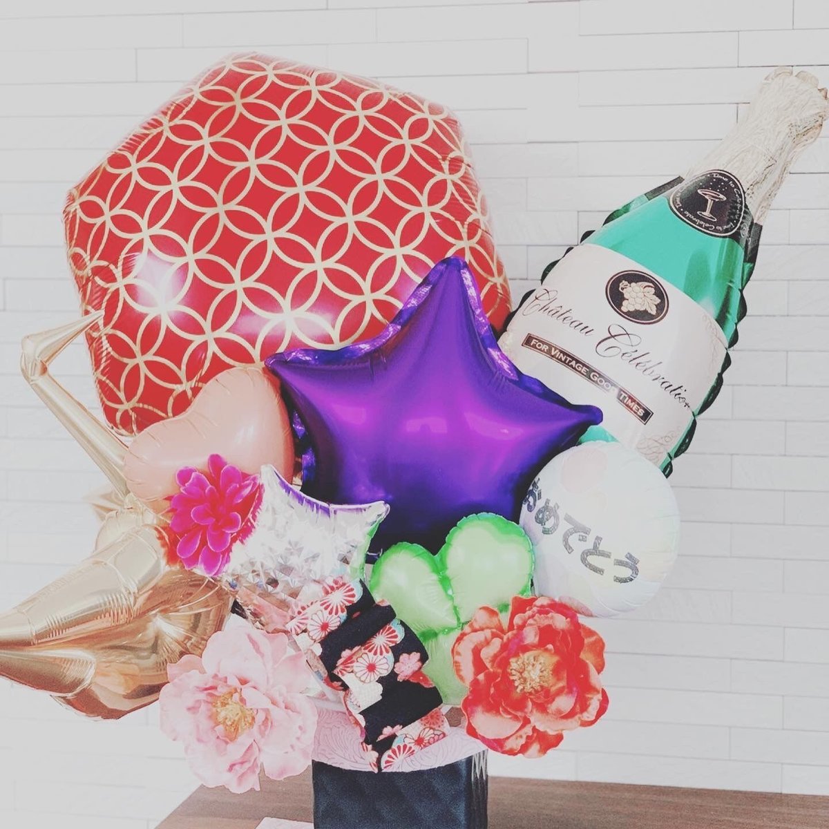 AN-18】和風バルーン 開店祝い、周年祝いに、多目的！鶴のバルーンが