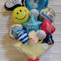 【HN-24】【送料無料】ニコちゃんthank you 野球ボー入り　豪華！花束バルーン　卒業　先生に！監督に！コーチに！