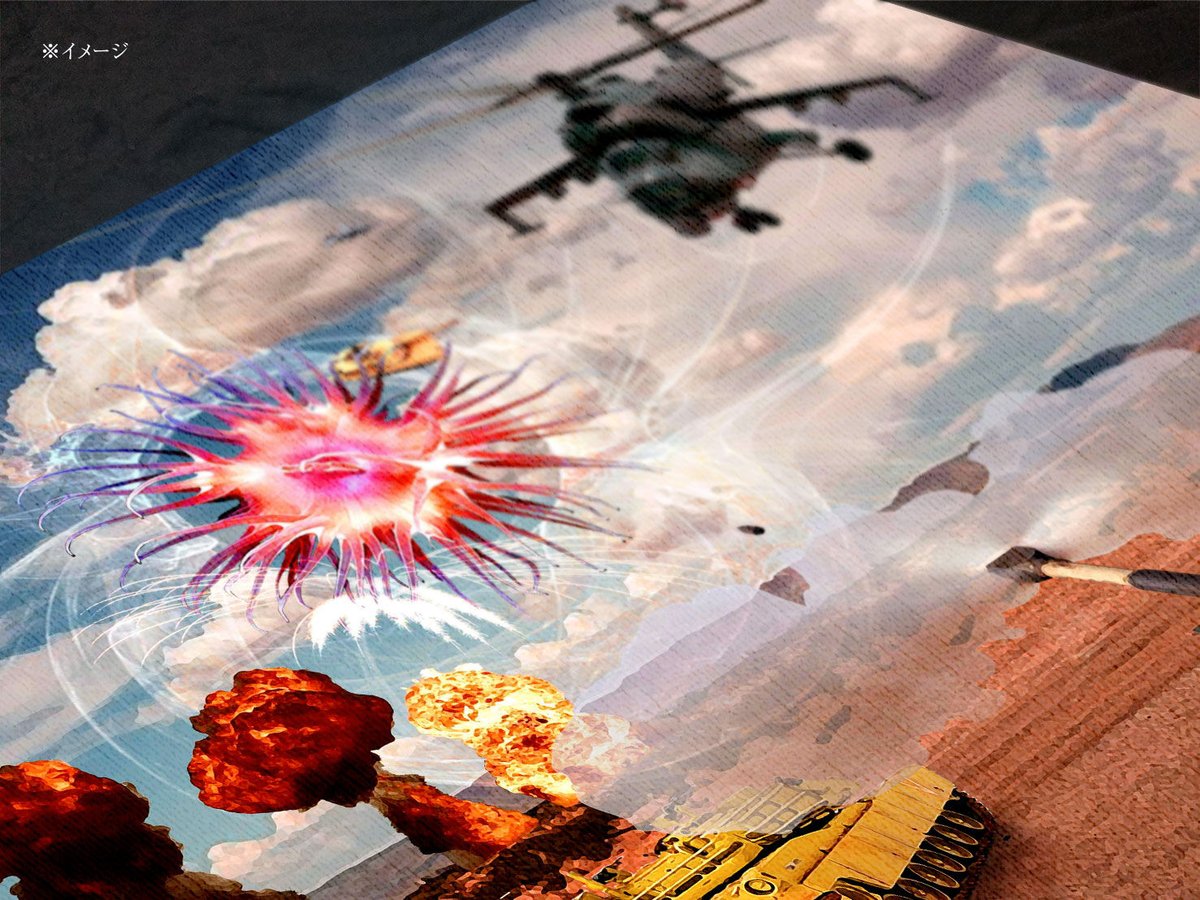 人類VS謎の巨大生物」F6号アートキャンバス | 絵画インテリアSHOP