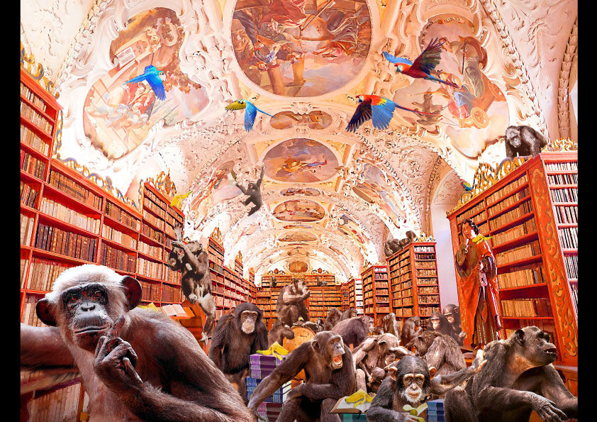 知を貪る貪欲な猿」A4/ A3/ A2アートポスター | 絵画インテリアSHOP