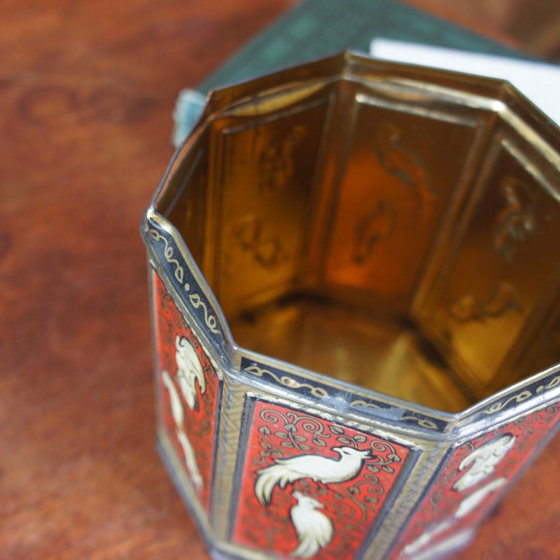 八角形のカン リスと鳥 ビンテージ イギリス | Antiquesティンズ