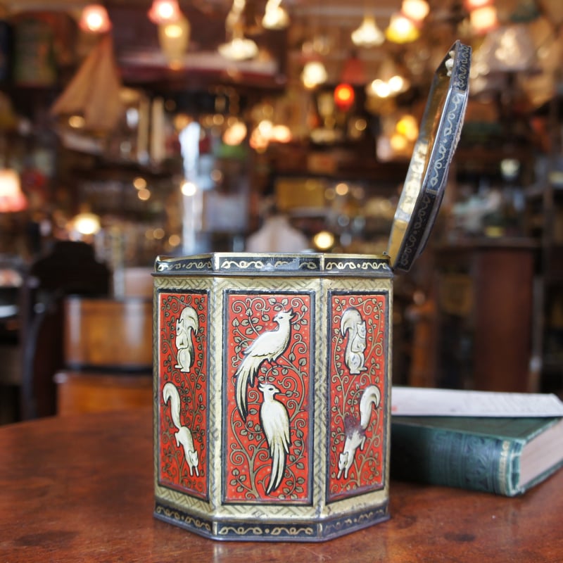 八角形のカン リスと鳥 ビンテージ イギリス | Antiquesティンズ 