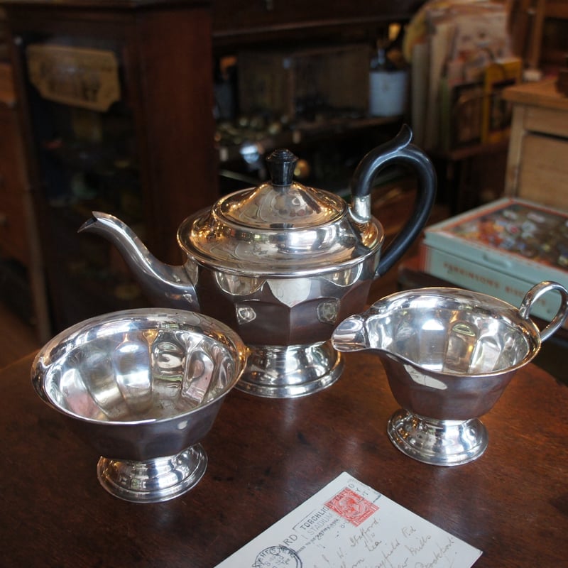 L 2592 ティーポットセット シルバープレート ビンテージ