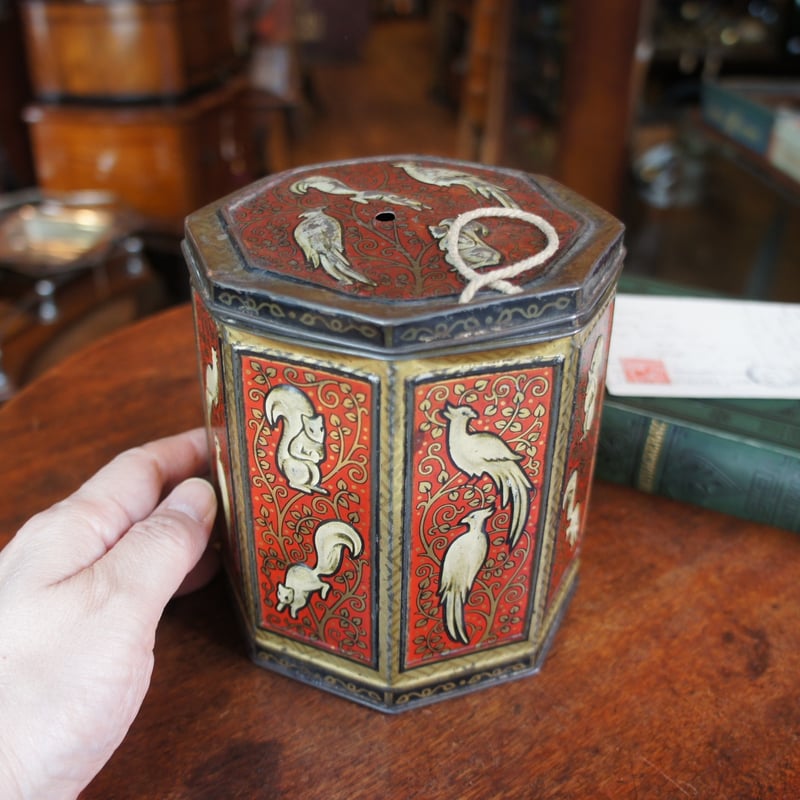 八角形のカン リスと鳥 ビンテージ イギリス | Antiquesティンズ