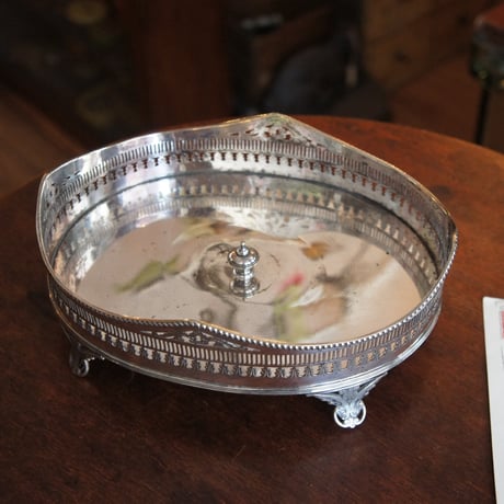 【西ドイツ】ヴィンテージ シルバー トレイ プレート 装飾 オーバル 楕円 アンティークシルバープレートオーバルトレイ イギリス ティー