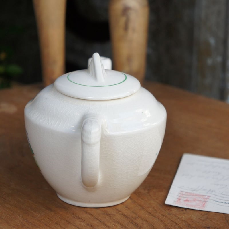 イギリス　アンティーク　おままごと　ディネット　総柄　チンツ　マスタード　ポット イギリス アンティーク おままごと ディネット 総柄 チンツ