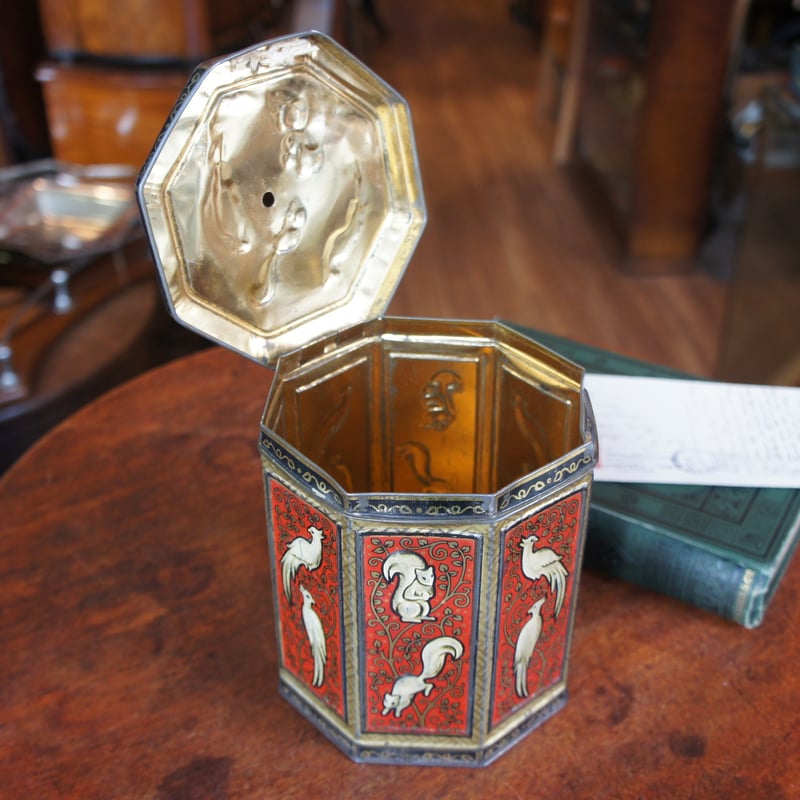 八角形のカン リスと鳥 ビンテージ イギリス | Antiquesティンズ