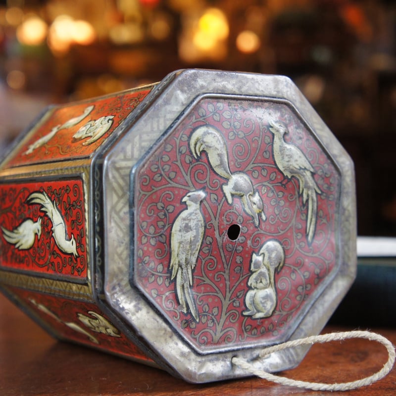 八角形のカン リスと鳥 ビンテージ イギリス | Antiquesティンズ