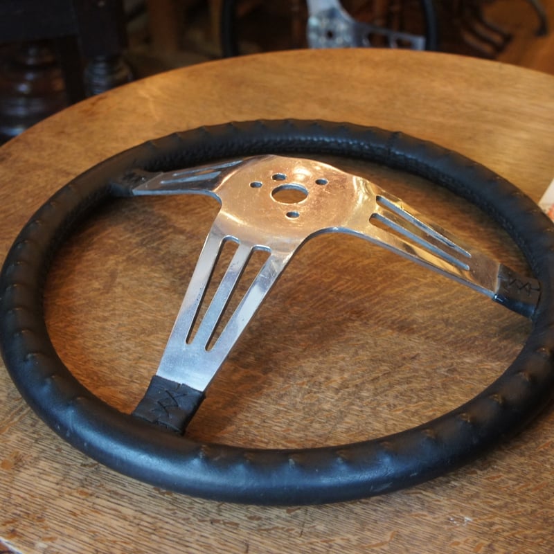 レザーステアリング　ステアリングホイール　アンティーク飾り　ステアリング レザーステアリング ハンドル イギリス ビンテージ | Antiques