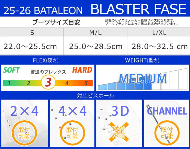バタレオン BLASTER FASE Mサイズ 25-26 Bataleon BLASTER AW FASE