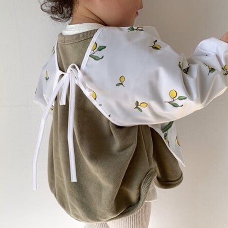 kawaii&born レモン柄長袖エプロン 2枚セット