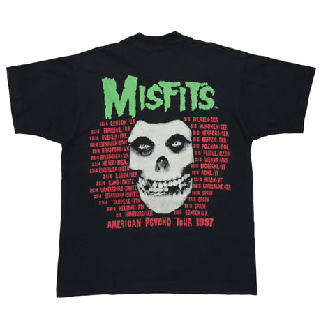 MISFITS 1997 HUGE SKULL FACE GREEN TEXT FRUIT OF THE LOOM XL 9105