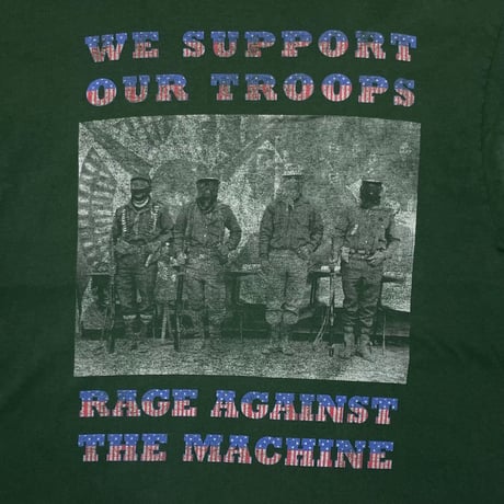 RAGE AGAINST THE MACHINE WE SUPPORT OUR TROOPS GREEN TULTEX XL 8393