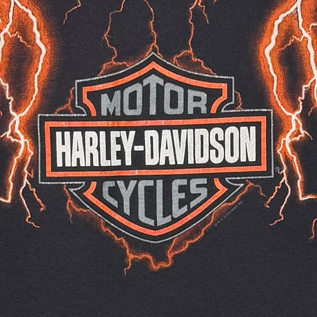 HARLEY DAVIDSON THUNDER & LIGHTNING ORANGE C&S OF NASHVILLE RAGLAN CREWNECK SWEAT HANES XL 9999