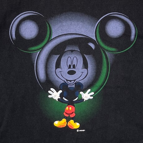 DISNEY VINTAGE MICKEY MIRROR BLACK GREEN MEDIUM 0074
