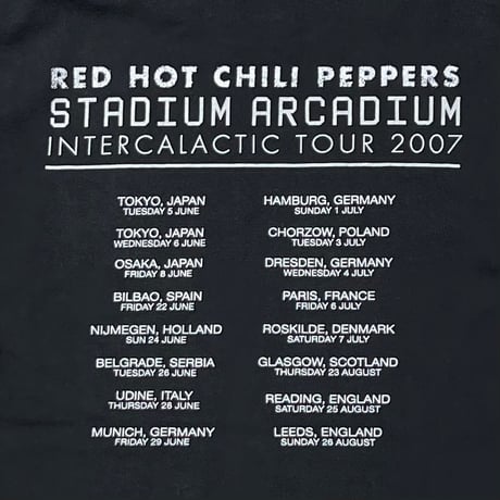 RED HOT CHILI PEPPERS STADIUM ARCADIUM INTERCALACTIC TOUR 2007 FITS LARGE 7057