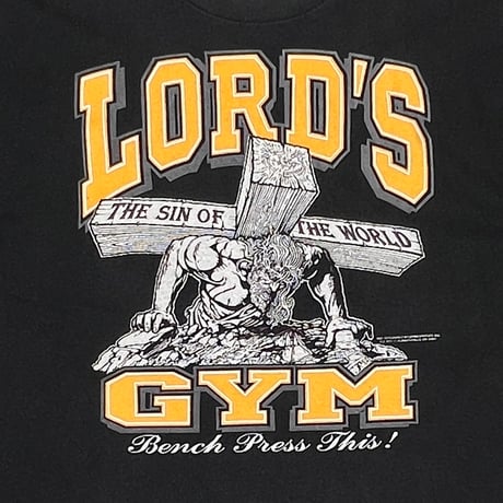LORD'S GYM 1990 BENCH PRESS GYM! THE SIN OF THE WORLD FITS XL 2940