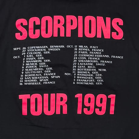 SCORPIONS CRAZY WORLD TOUR FRONT MEMBER BACK TOUR 1991 EURO LARGE 8340