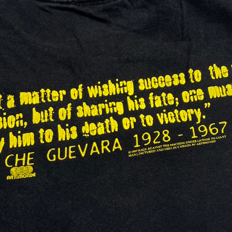 RAGE AGAINST THE MACHINE CHE GUEVARA BLACK ARTIMONDE FITS SMALL 9954