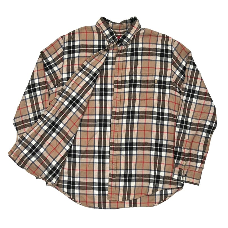 トップス Supreme Tartan Flannel Shirt Supreme TARTAN FLANNEL LS SHIRT TAN XL | greatL