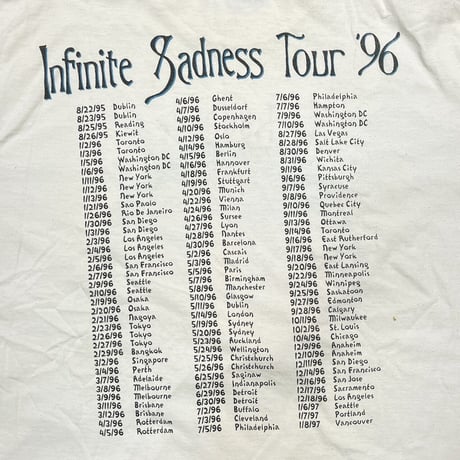 THE SMASHING PAMPKINS INFINITE SADNESS TOUR 1996 WHITE SOF TEE XL 7863