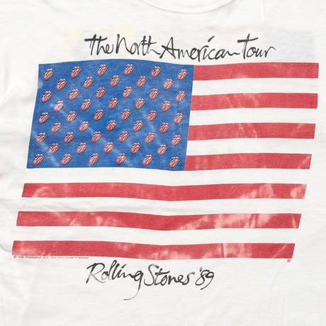 THE ROLLING STONES NORTH AMERICAN TOUR 1989 AMERICAN FLAG WHITE FITS LARGE 0283
